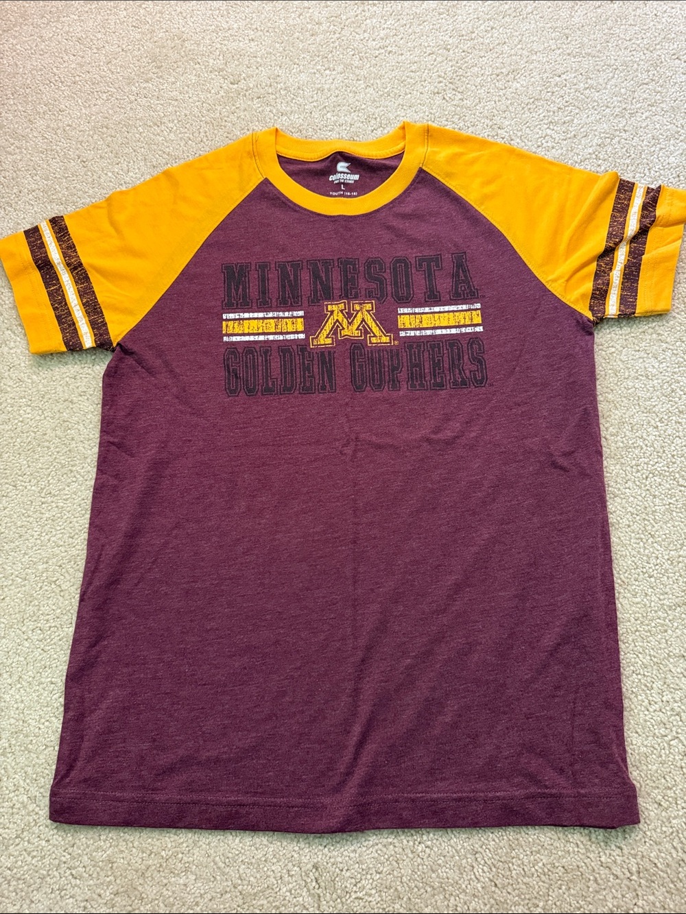 Colosseum Minnesota Golden Gophers Maroon & Gold Raglan Tee